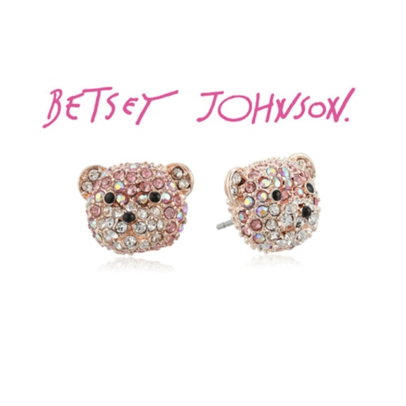 Betsey Johnson Jewelry - 🆕Betsey Johnson Pave Crystal Bear Stud Earrings